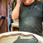 John Higgins at work in his studio 2018